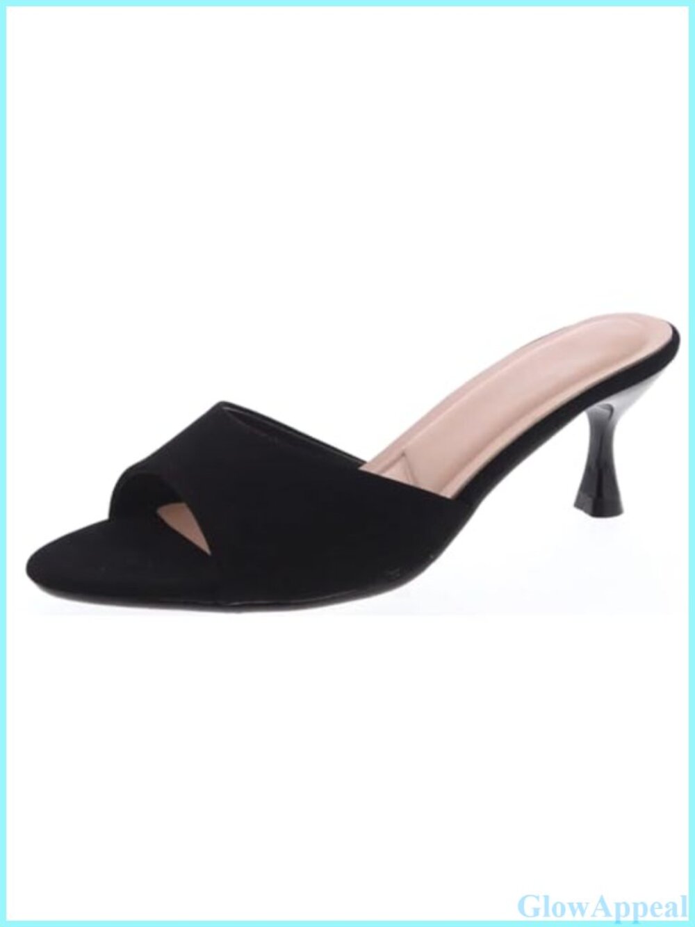 Kitten Heel Mule Sandals Open Toe Slip On Vegan Leather
